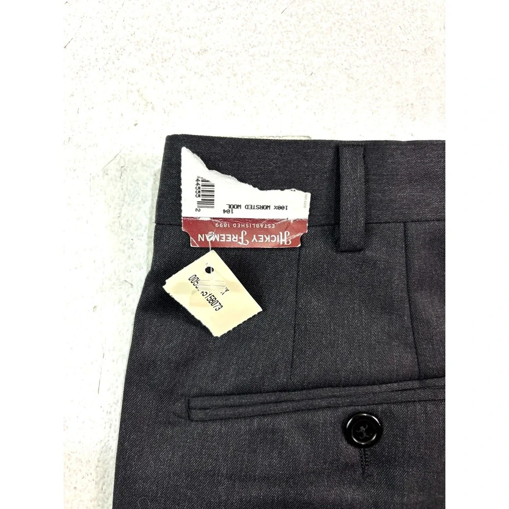 NEW Hickey‎ Freeman 38 Charcoal 100% Worsted Wool Dress Suit Pants Trouser Mens